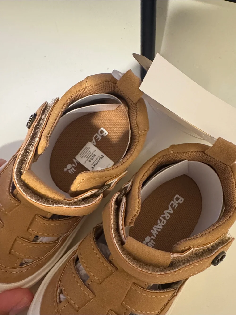 BearPaw Kids Tan Hook-and-Loop Closed-Toe Sandal Sneakers